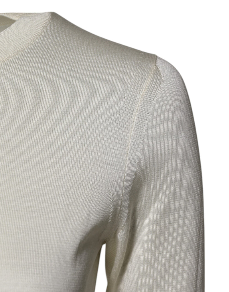 Dolce & Gabbana Blouse en Soie Crème à Manches Courtes