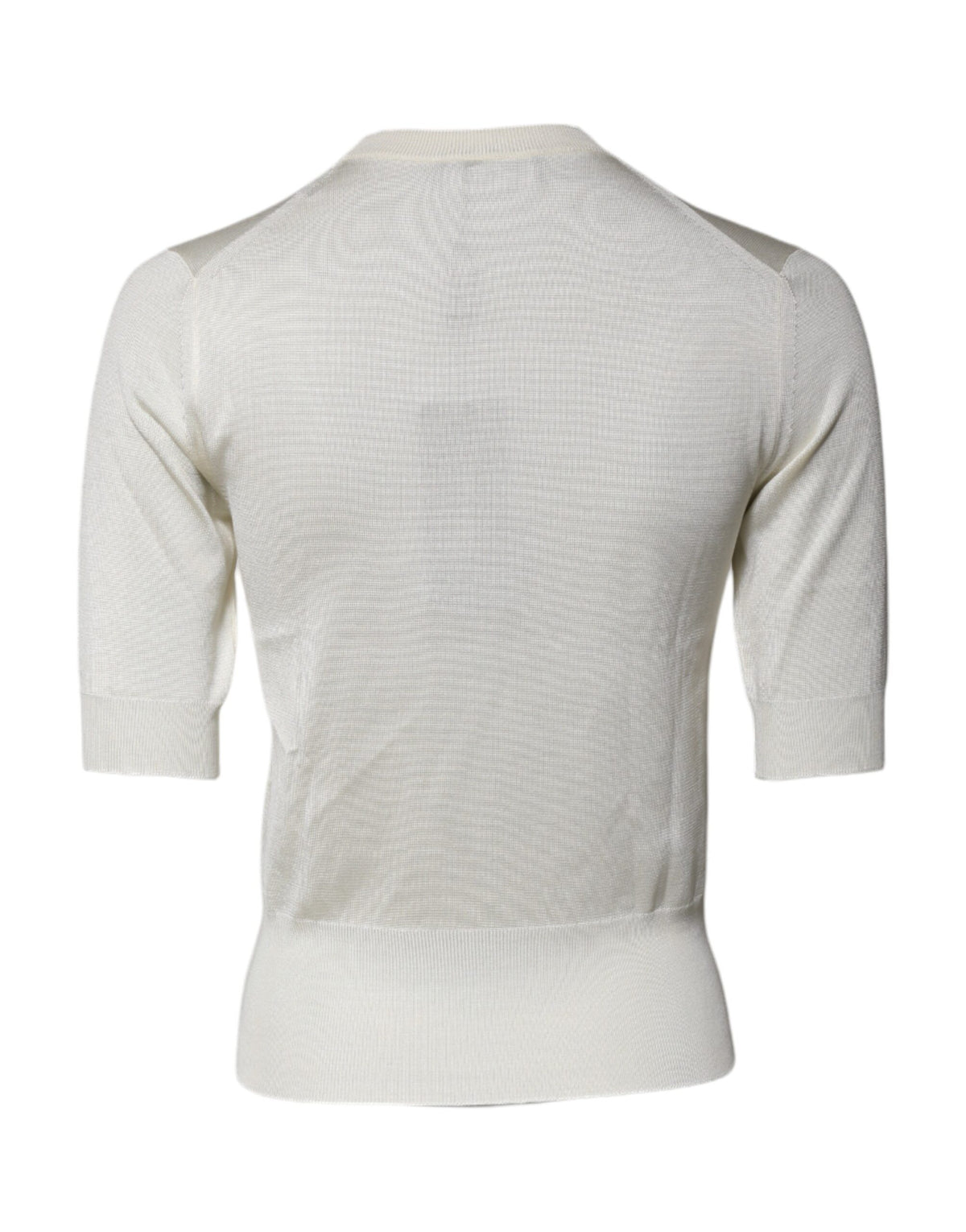 Dolce & Gabbana Blouse en Soie Crème à Manches Courtes