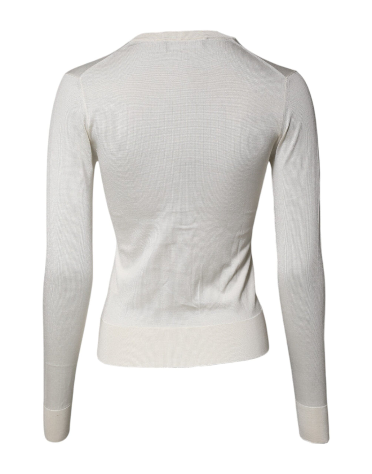 Dolce & Gabbana Cardigan en Soie Écru avec Fleur
