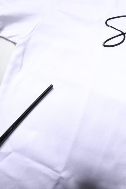 Dolce & Gabbana White Printed Cotton Round Neck Top T-shirt