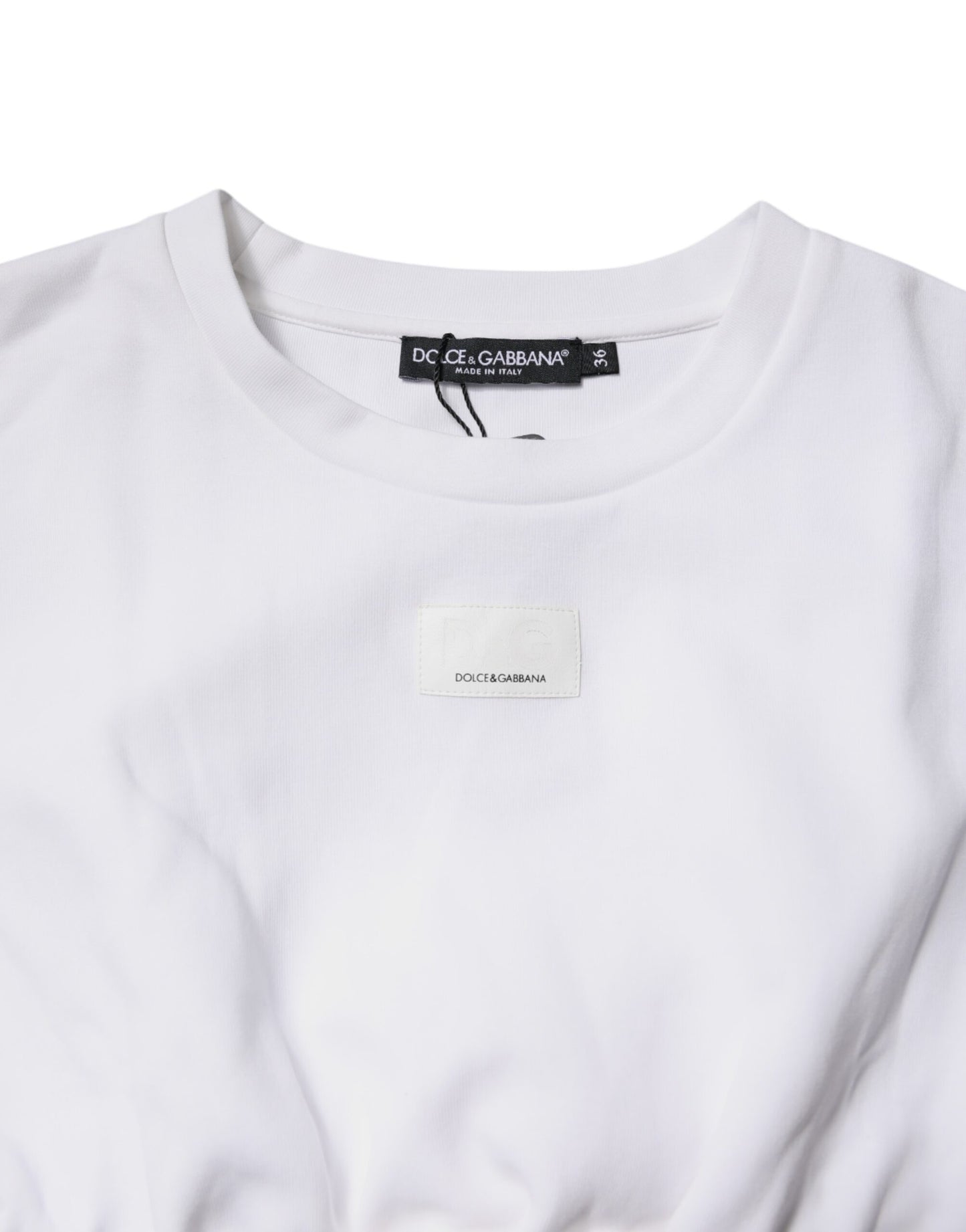 Dolce & Gabbana White Cotton Blend 3/4 Sleeves Blouse Top