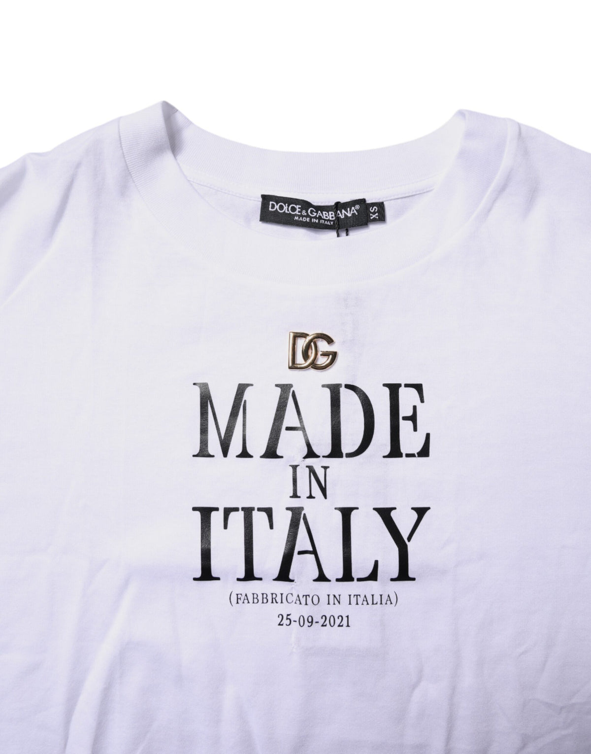 Dolce & Gabbana T-Shirt Femme Imprimé Blanc Col Rond en Coton