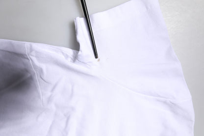 Dolce & Gabbana White Printed Round Neck Top Cotton T-shirt