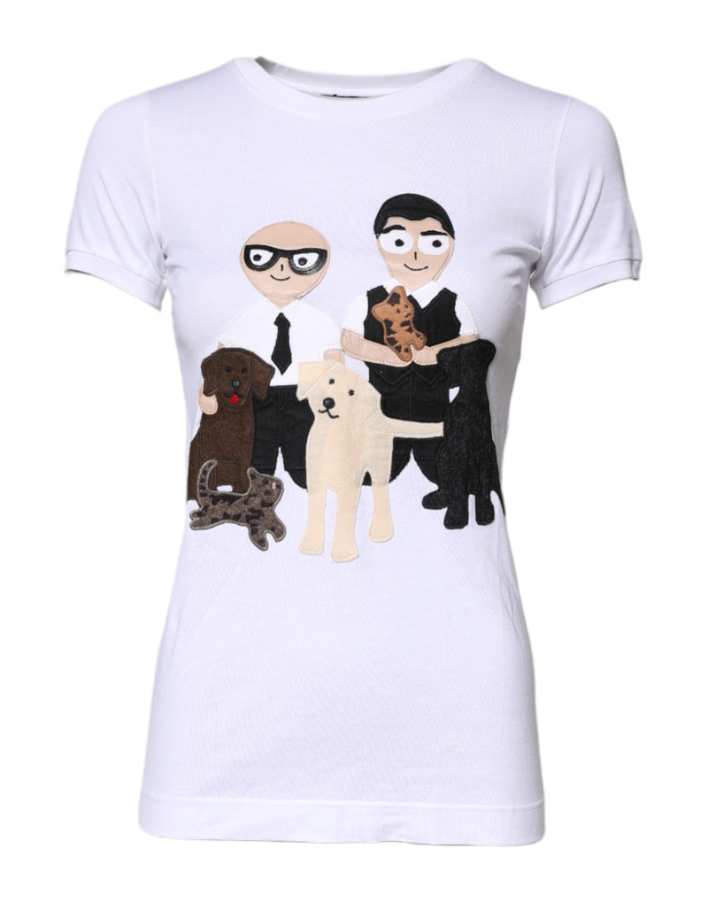 Dolce & Gabbana White Cotton #DGFAMILY Embroidery T-shirt