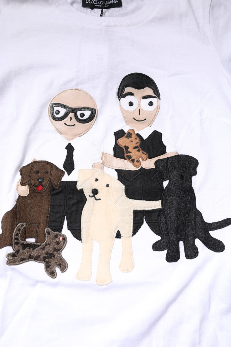Dolce & Gabbana White Cotton #DGFAMILY Embroidery T-shirt