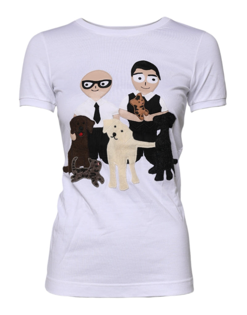 Dolce & Gabbana White #DGFAMILY Embroidery Cotton T-shirt