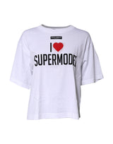 Dolce & Gabbana White Printed Round Neck Cotton T-Shirt