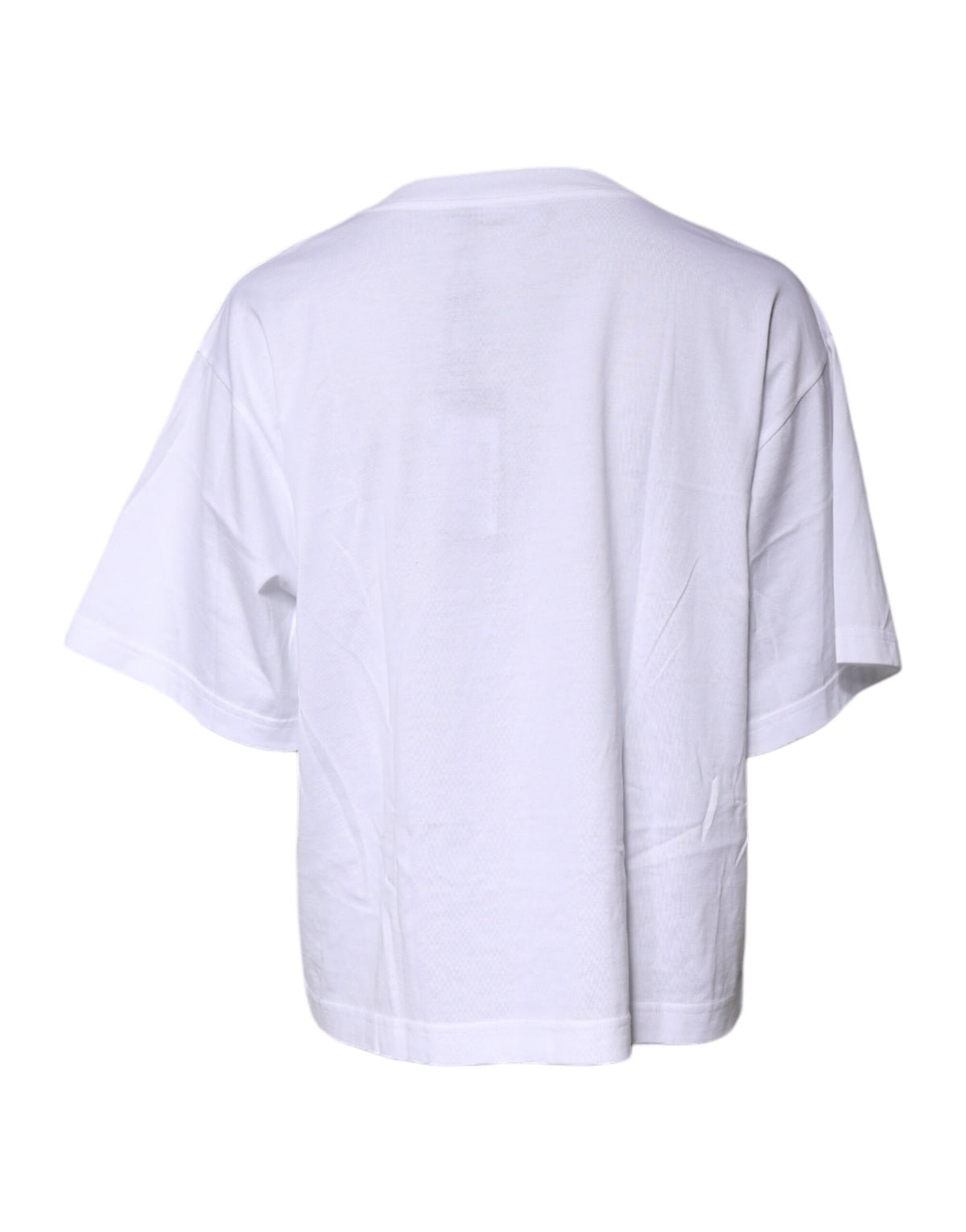 Dolce & Gabbana White Printed Round Neck Cotton T-Shirt