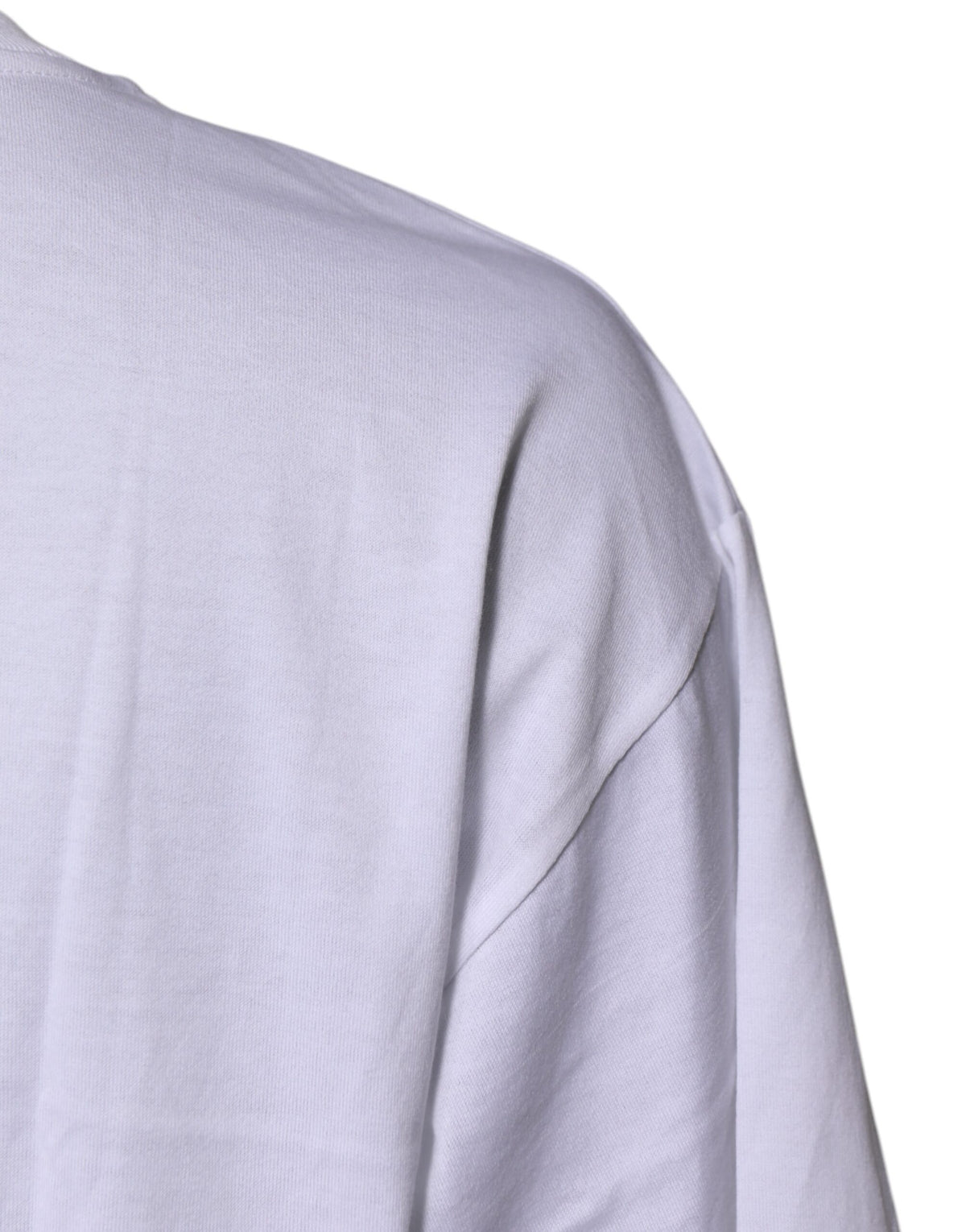Dolce & Gabbana White Printed Round Neck Cotton T-Shirt