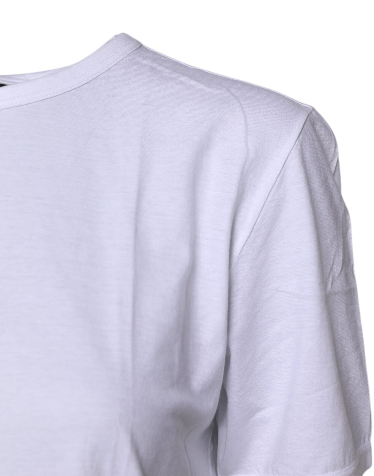 Dolce & Gabbana T-shirt Blanc à Manches Courtes et Col Rond