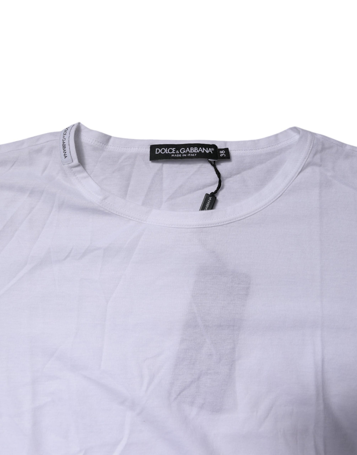 Dolce & Gabbana T-shirt Blanc à Manches Courtes et Col Rond