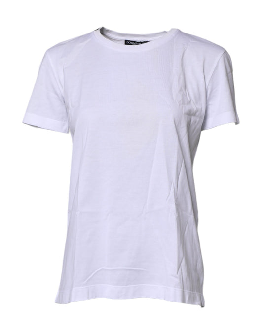 Dolce & Gabbana T-shirt Blanc à Manches Courtes et Col Rond