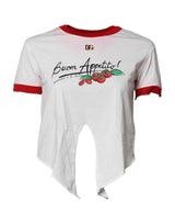 Dolce & Gabbana T-shirt Cropped Blanc Imprimé Col Rond