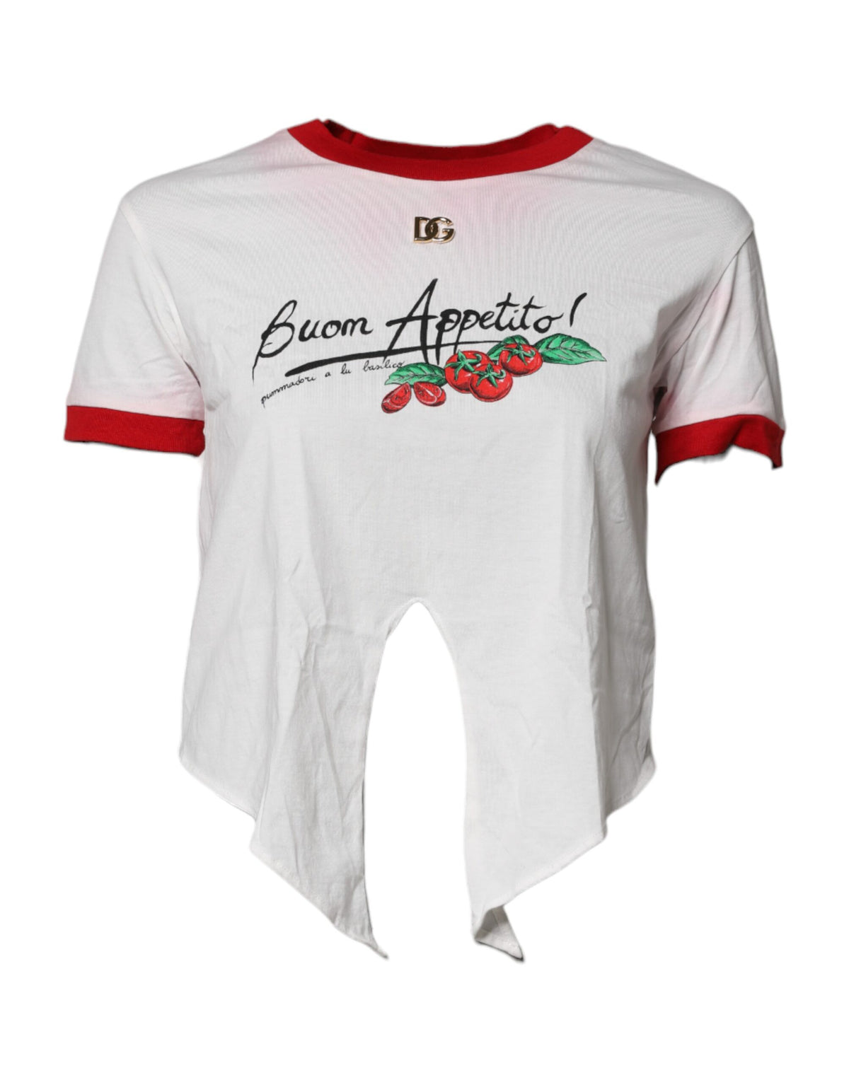 Dolce & Gabbana T-shirt Cropped Blanc Imprimé Col Rond
