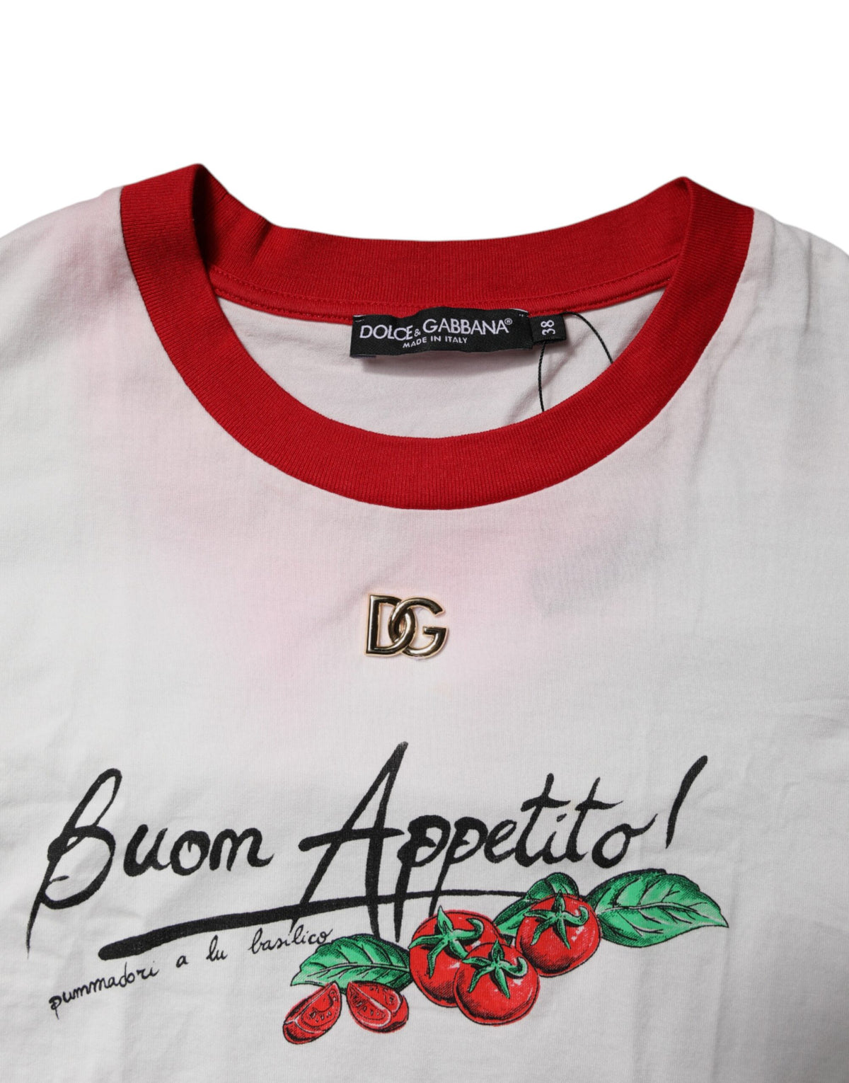 Dolce & Gabbana T-shirt Cropped Blanc Imprimé Col Rond
