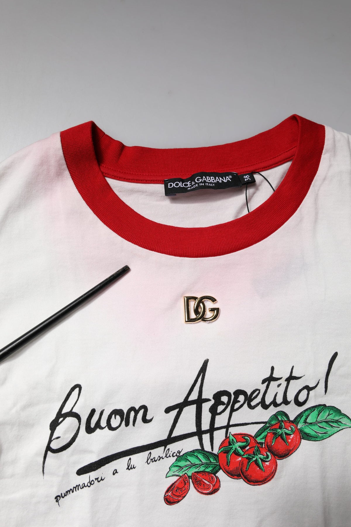 Dolce & Gabbana T-shirt Cropped Blanc Imprimé Col Rond