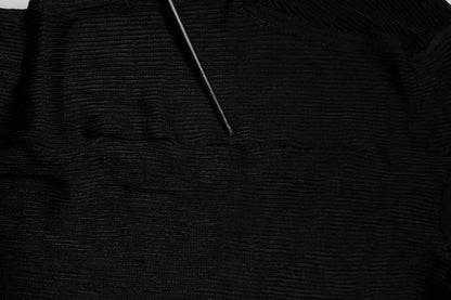 Dolce & Gabbana Haut col montant noir en tricot à manches longues et coupe près du corps