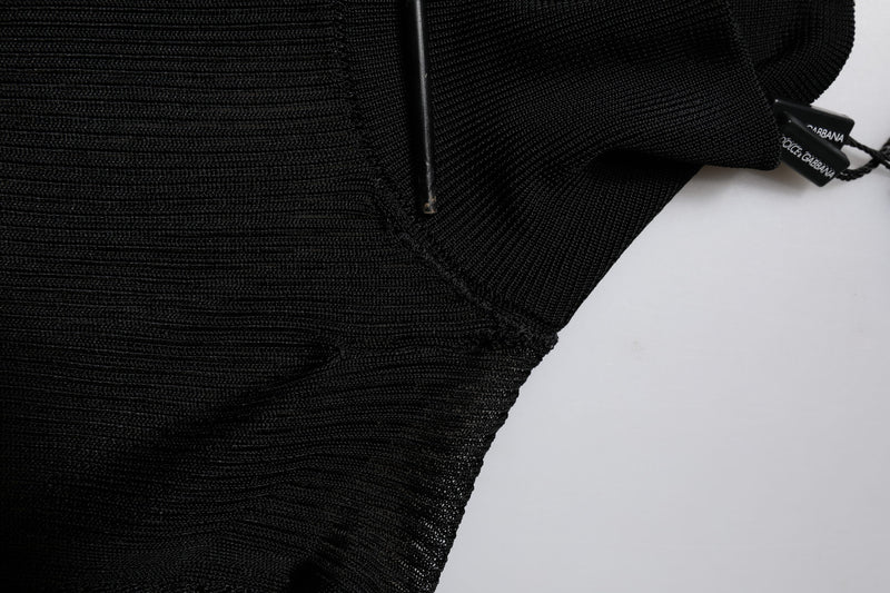 Dolce & Gabbana Black Knit Long Sleeves Turtleneck Slim Top