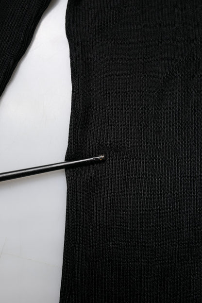 Dolce & Gabbana Haut col montant noir en tricot à manches longues et coupe près du corps
