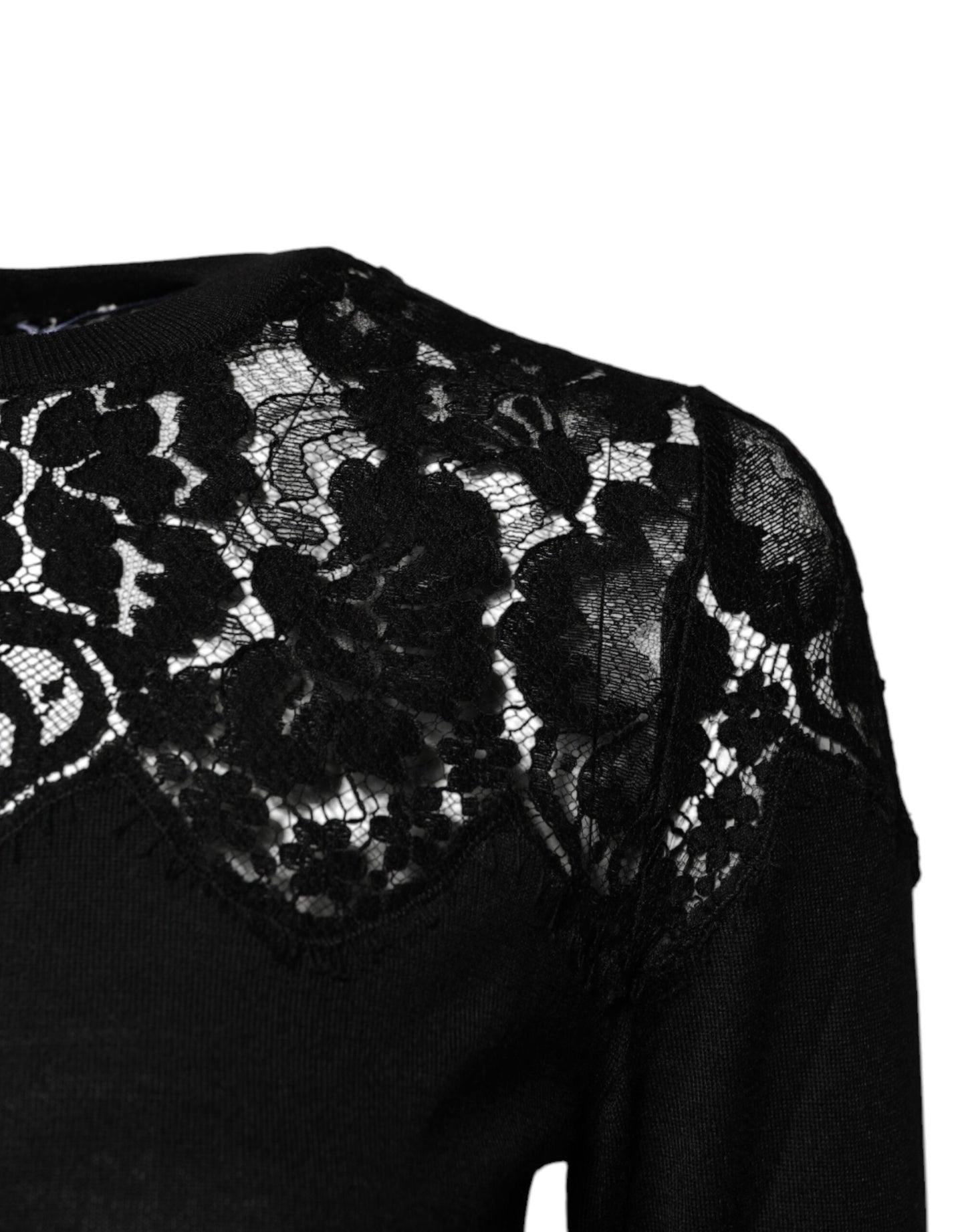 Blouse à manches longues en dentelle florale noire Dolce & Gabbana
