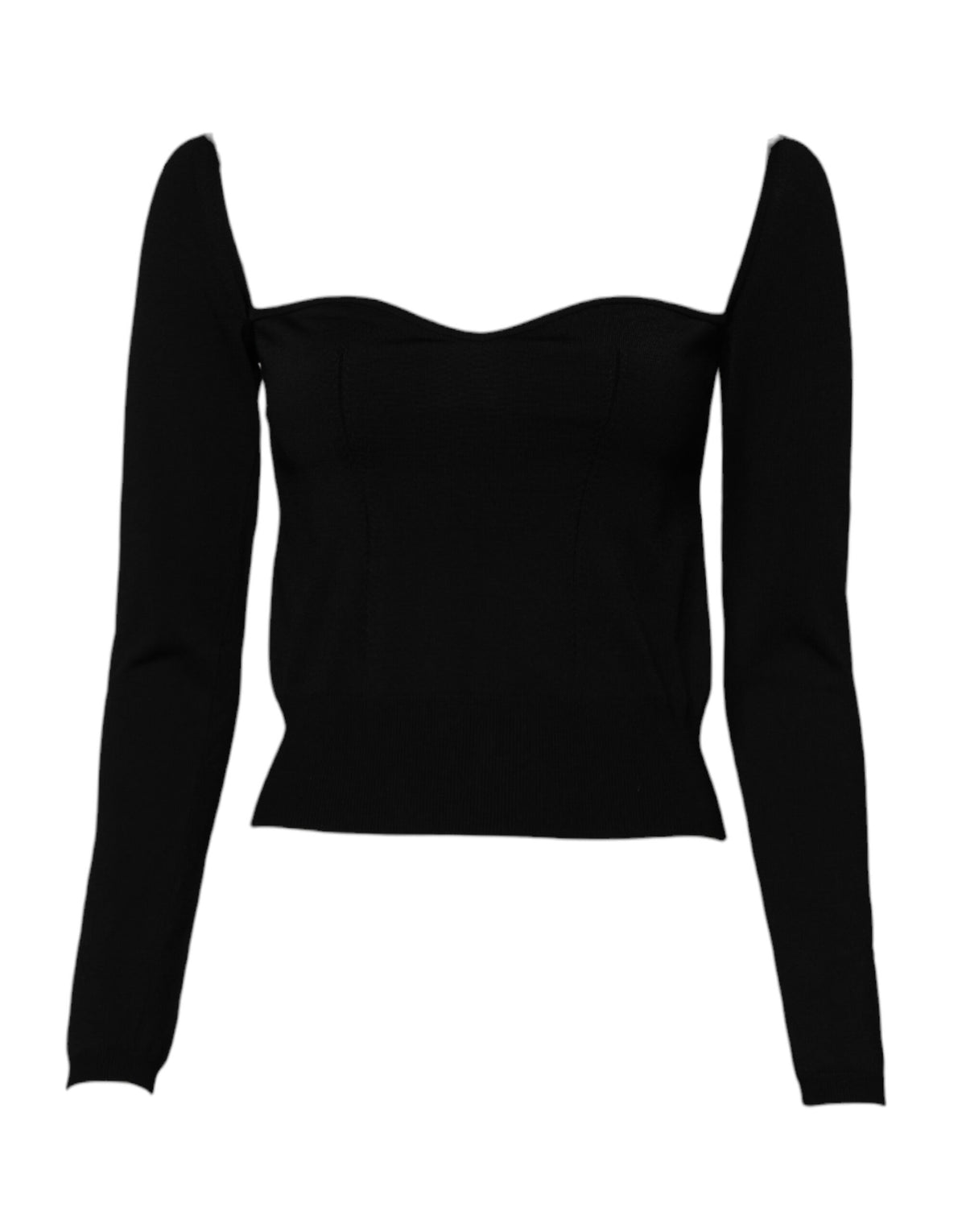 Dolce & Gabbana Pull Noir à Col Carré et Manches Longues