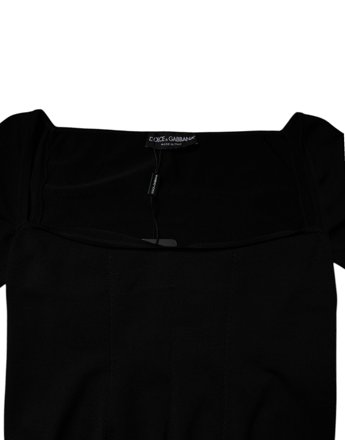 Dolce & Gabbana Pull Noir à Col Carré et Manches Longues