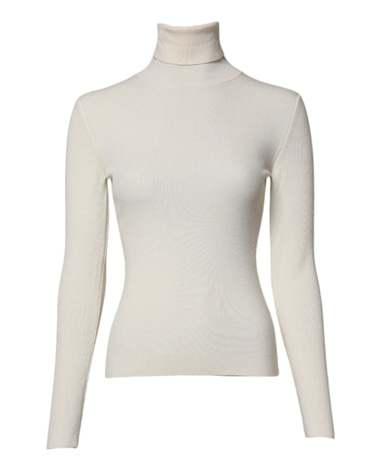 Dolce & Gabbana Crème Kleurige Lange Mouwen Turtleneck Slim Sweater