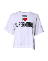 Dolce & Gabbana White Printed Round Neck Cotton T-shirt