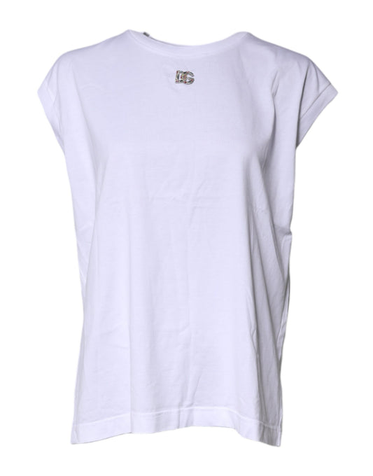 Dolce & Gabbana wit katoenen tanktop zonder mouwen met ronde hals.