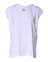Dolce & Gabbana White Cotton Sleeveless Round Neck Tank Top