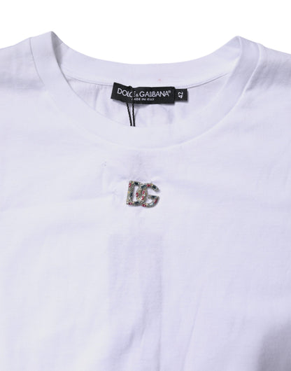 Dolce & Gabbana White Cotton Sleeveless Round Neck Tank Top