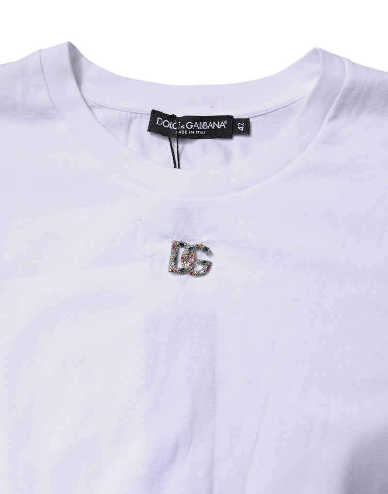 Dolce & Gabbana White Cotton Sleeveless Round Neck Tank Top
