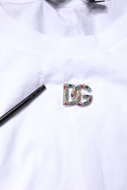 Dolce & Gabbana White Cotton Sleeveless Round Neck Tank Top