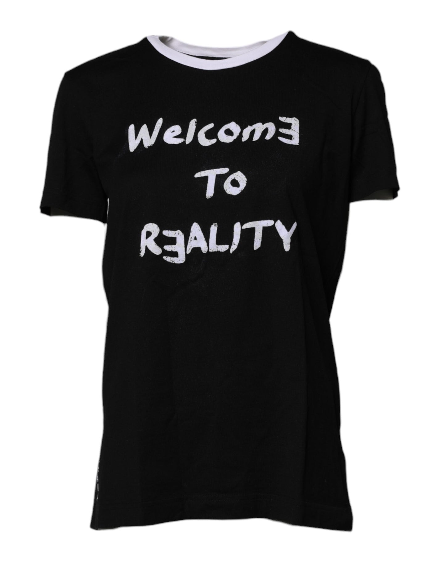 Dolce & Gabbana zwart bedrukt T-shirt met ronde hals, gemaakt van katoen.