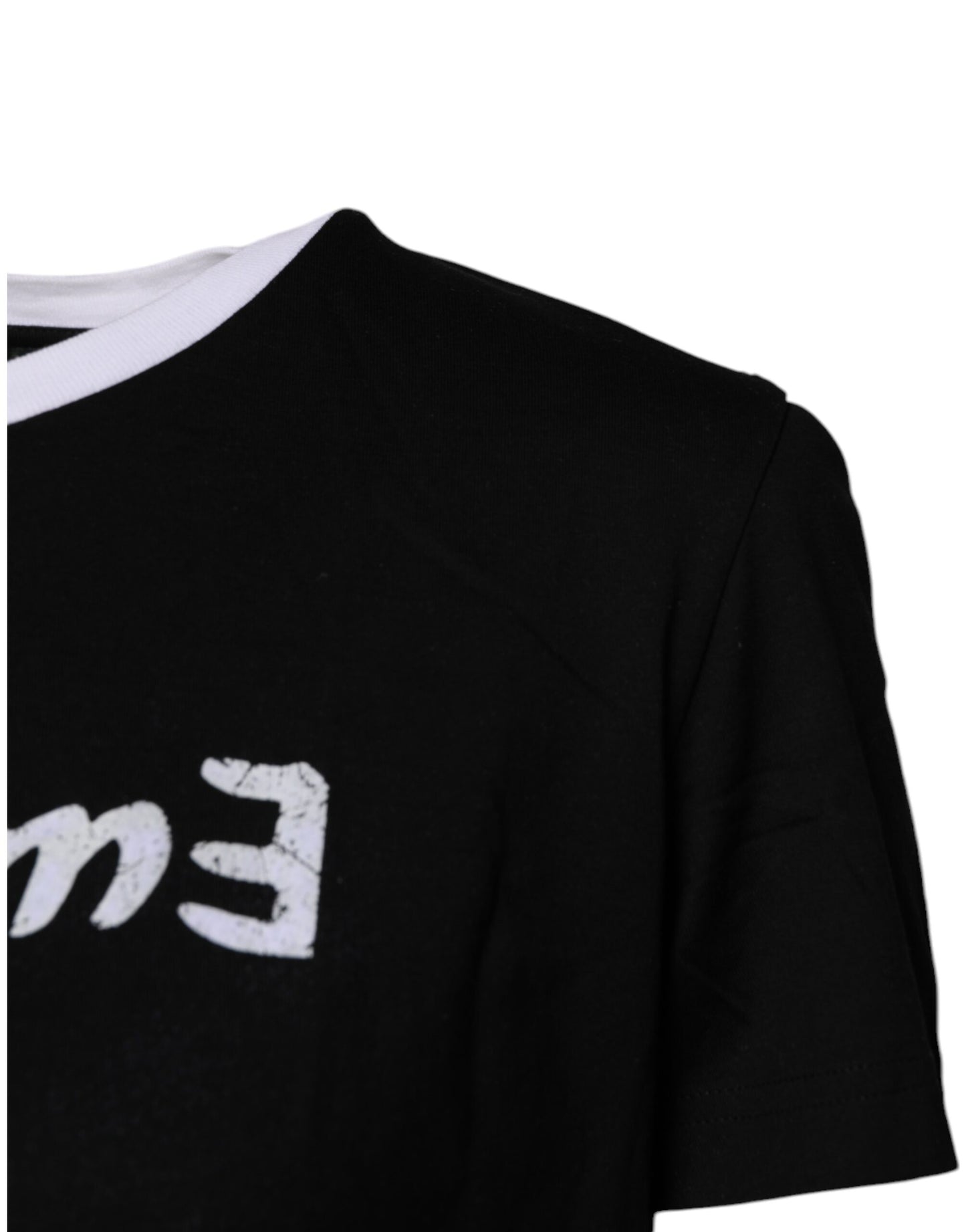 Dolce & Gabbana zwart bedrukt T-shirt met ronde hals, gemaakt van katoen.