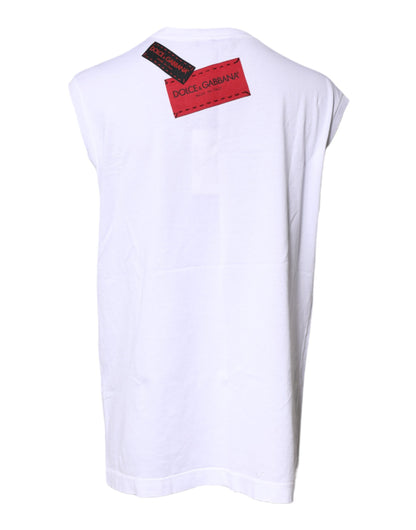 Dolce & Gabbana wit, bloemmotief, print, mouwloze tanktop