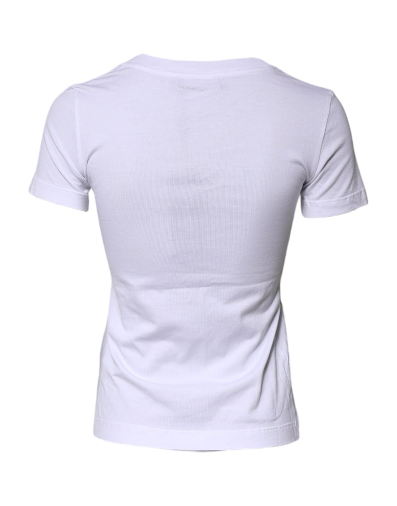 Dolce & Gabbana White Floral Print Cotton Crew Neck T-shirt