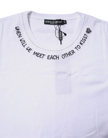 Dolce & Gabbana wit katoenen, mouwloze, bedrukte tanktop.