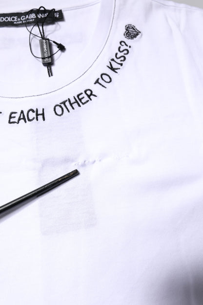 Dolce & Gabbana wit katoenen, mouwloze, bedrukte tanktop.