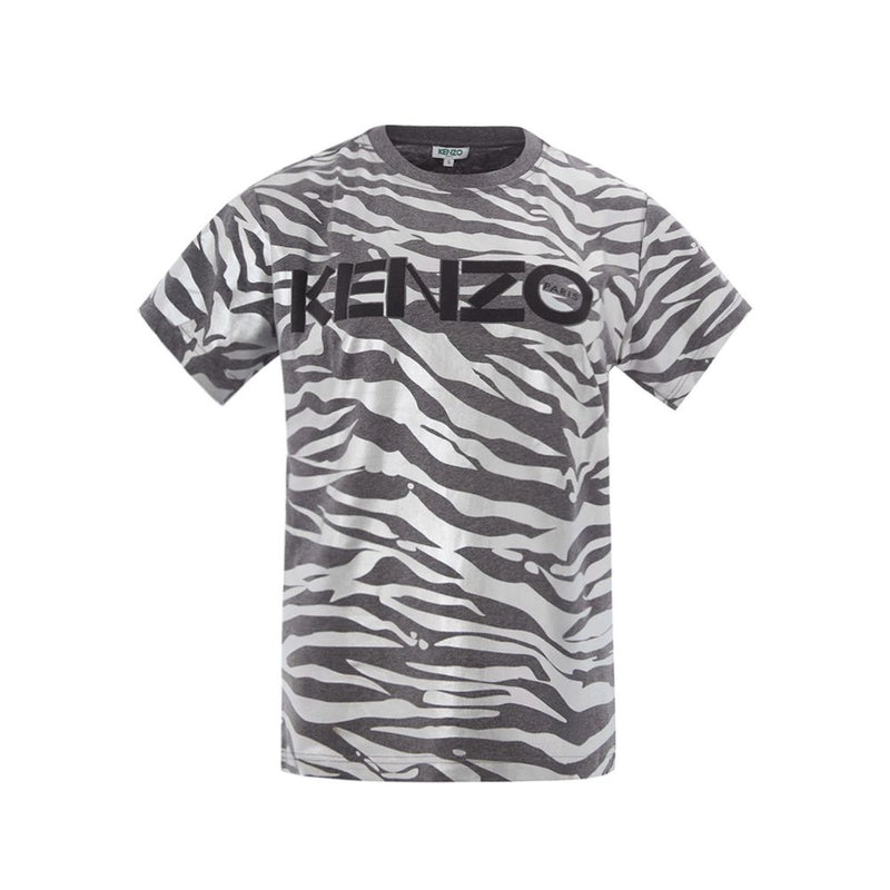 Kenzo Multicolor Cotton T-Shirt with Metal Animal Print