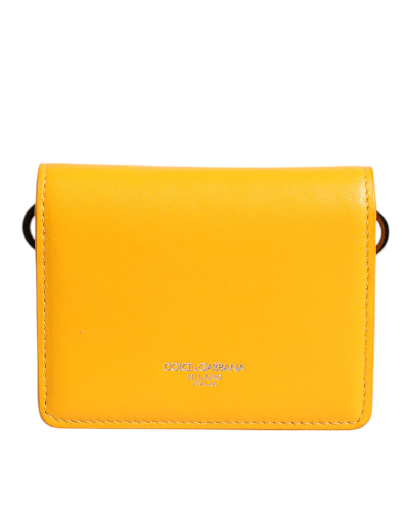 Sac à bandoulière porte-cartes à deux volets en cuir jaune Dolce & Gabbana