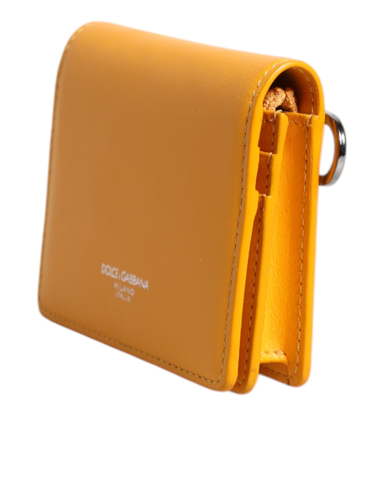 Sac à bandoulière porte-cartes à deux volets en cuir jaune Dolce & Gabbana