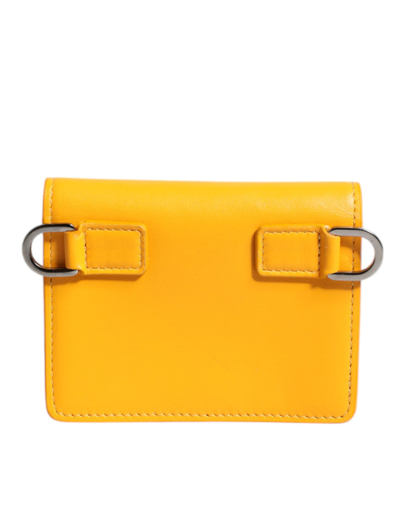 Sac à bandoulière porte-cartes à deux volets en cuir jaune Dolce & Gabbana