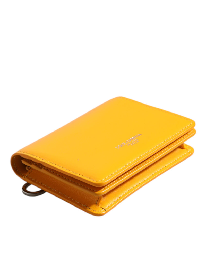 Sac à bandoulière porte-cartes à deux volets en cuir jaune Dolce & Gabbana