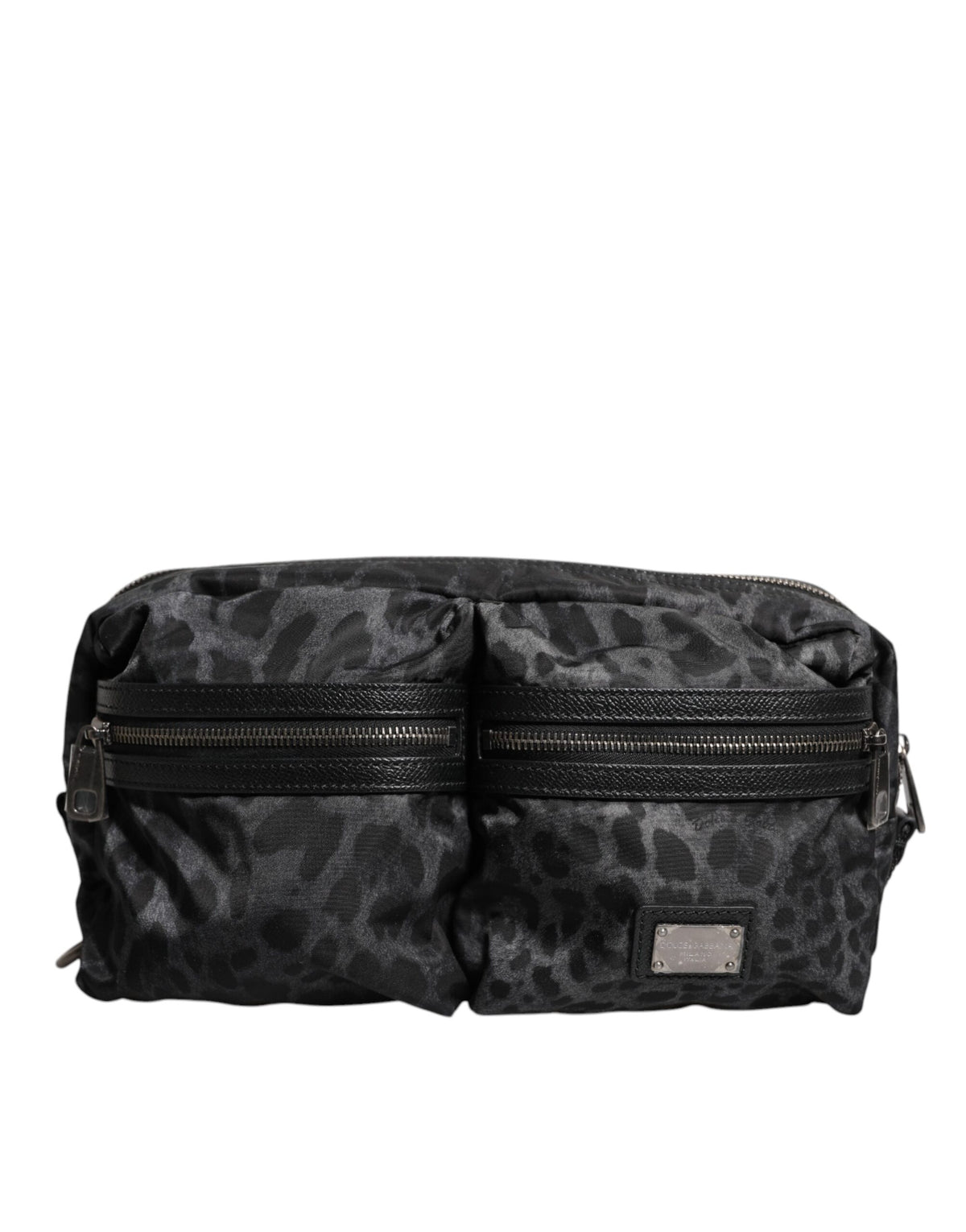 Sac banane Dolce & Gabbana noir gris léopard avec logo DG