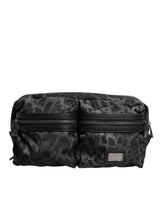 Sac banane Dolce & Gabbana noir gris léopard avec logo DG