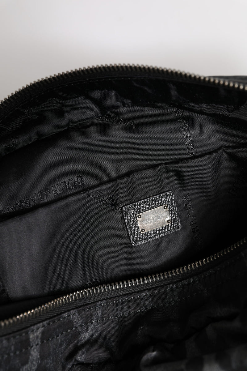 Sac banane Dolce & Gabbana noir gris léopard avec logo DG