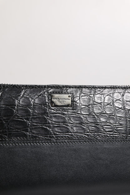 Dolce & Gabbana zwarte leren portemonnee met logo-plaquette en ritssluiting rondom