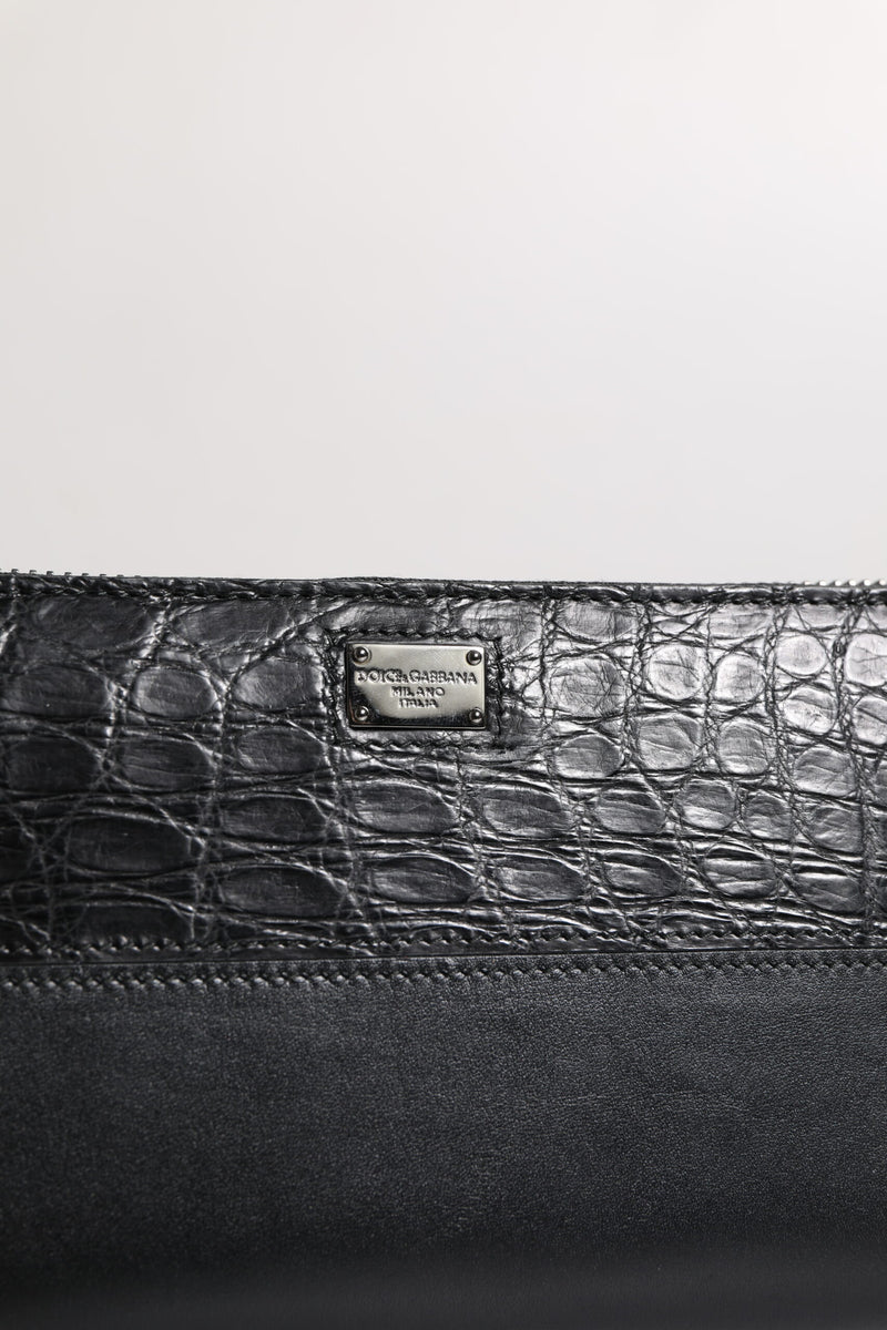 Dolce &amp; Gabbana zwarte leren continentale portemonnee met logo-plaquette en ritssluiting