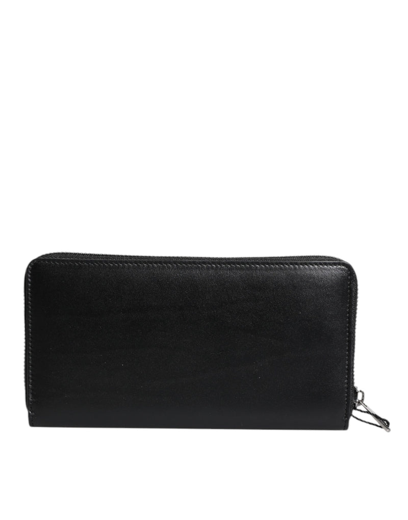 Dolce &amp; Gabbana zwarte leren continentale portemonnee met logo-plaquette en ritssluiting